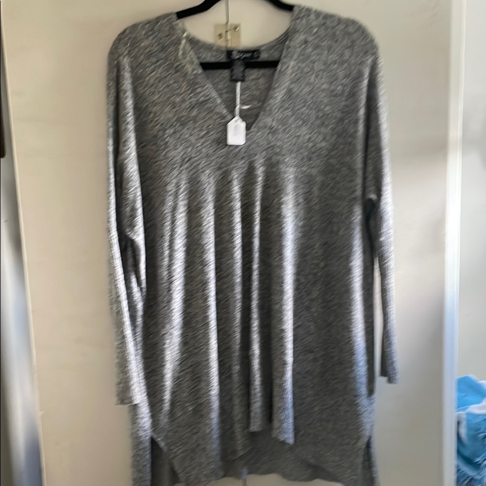 Elegant Gray V-Neck Women's Sweatshirt
